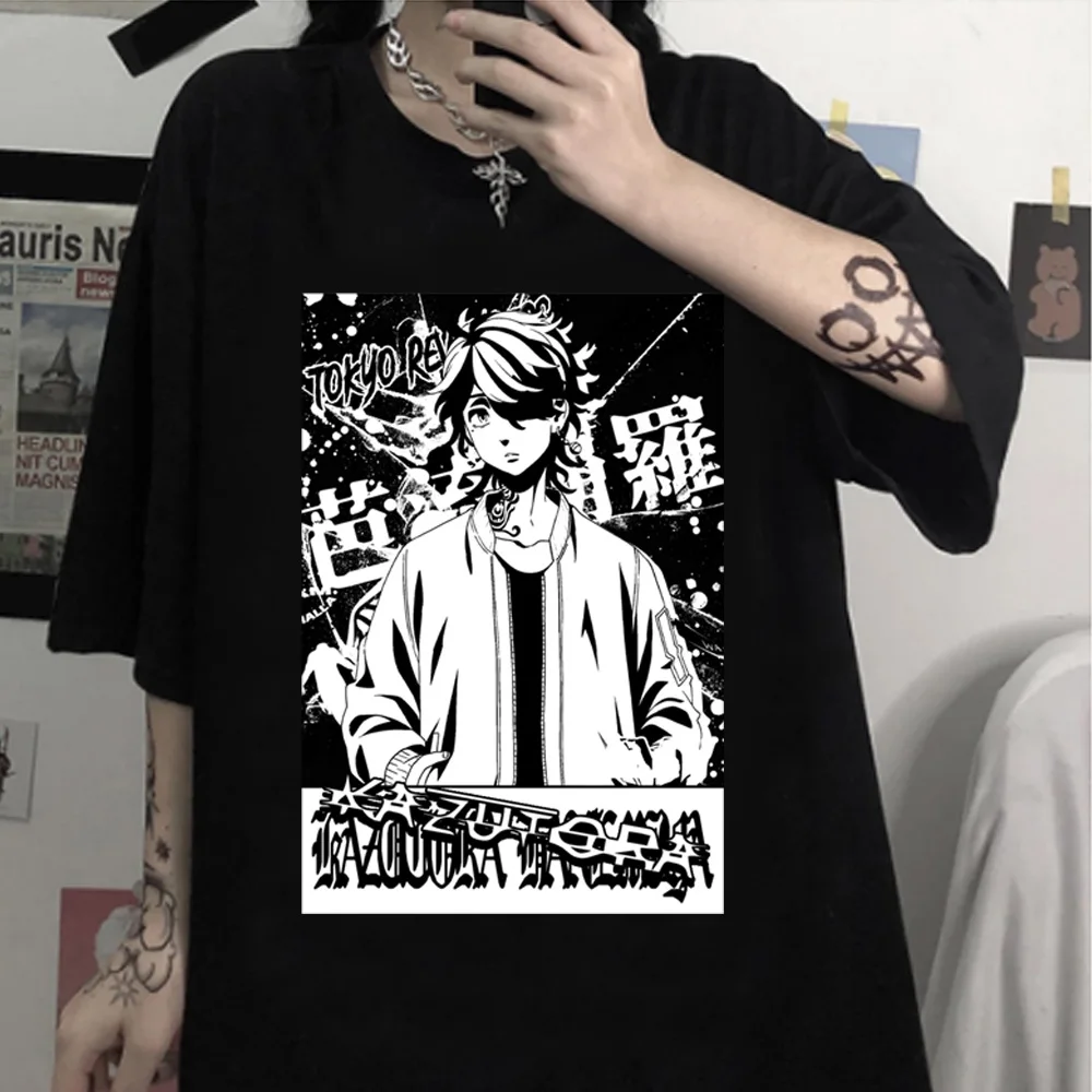 

Anmie Tokyo Revengers Print Women T-shirt Hanemiya Kazutora Cartoon T-Shirt Harajuku Fashion Woman Blouses 2022 y2k Clothes Tops