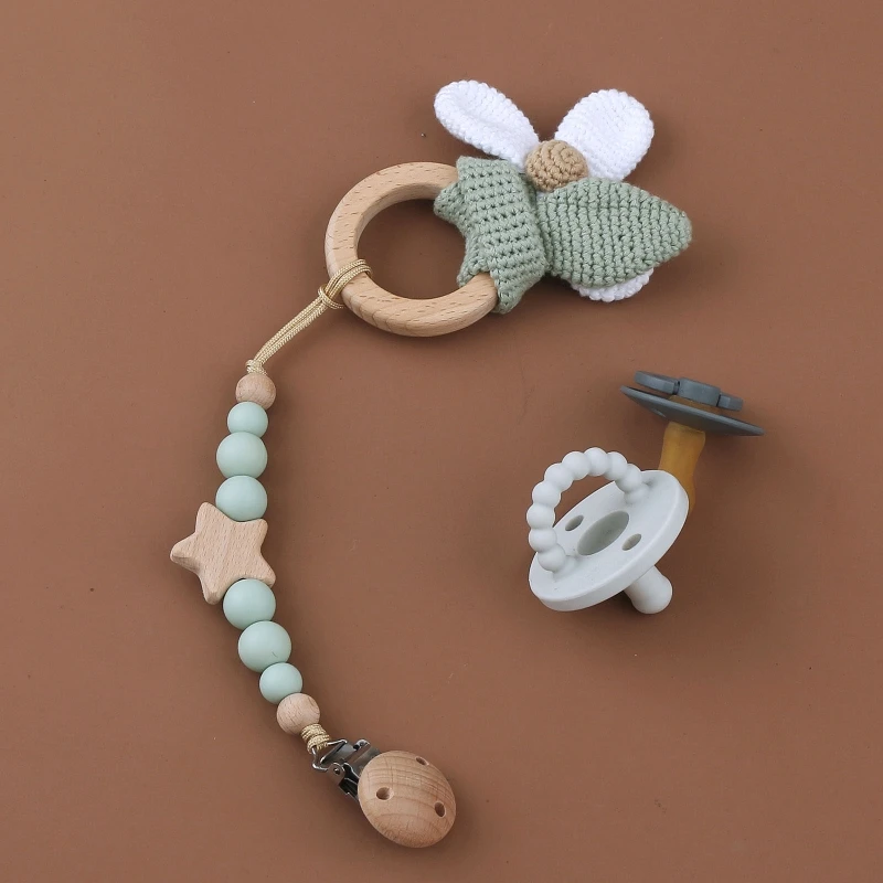 

Baby Rattles DIY Crochet for Doll Hand Bell Carved Wooden Ring Teething Toys Newborn Molar Teether Educational Toy Gifts