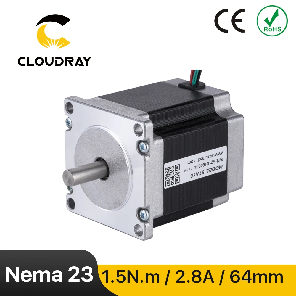 

Cloudray Nema23 Шаговый двигатель 64 мм 0,15 Нм 2,8 А 2-фазный