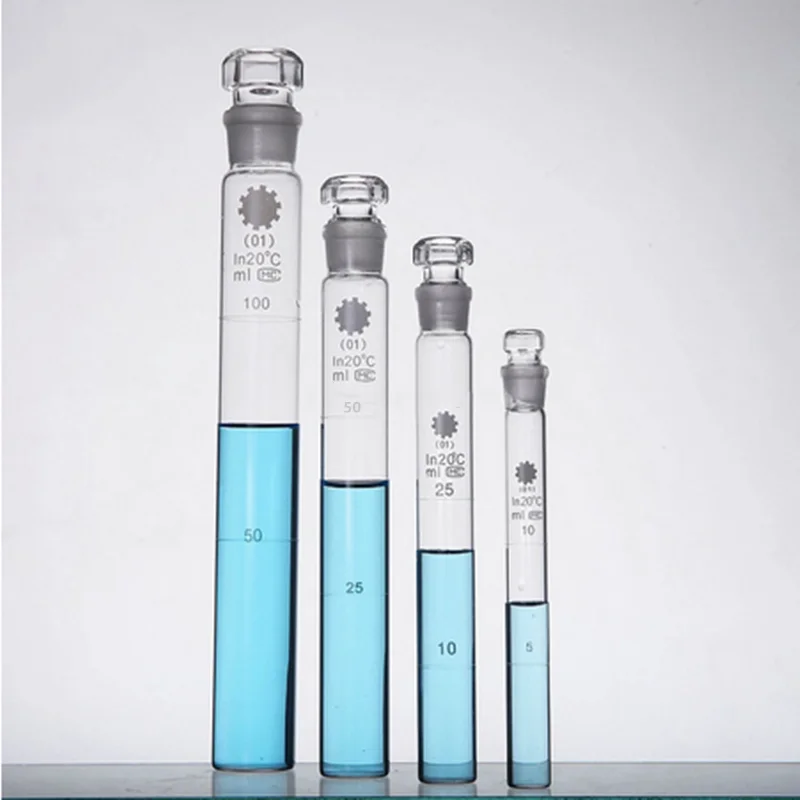 

6pcs/lot 10ml 25ml 50ml 100ml Glass Colorimetric tubes with Glass Stopper For laboratory experiment