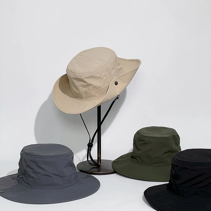 

Hat Men With String Big Brim Summer UV Protection Climbing Hiking Holiday Fisherman Accessory For Outdoors Working
