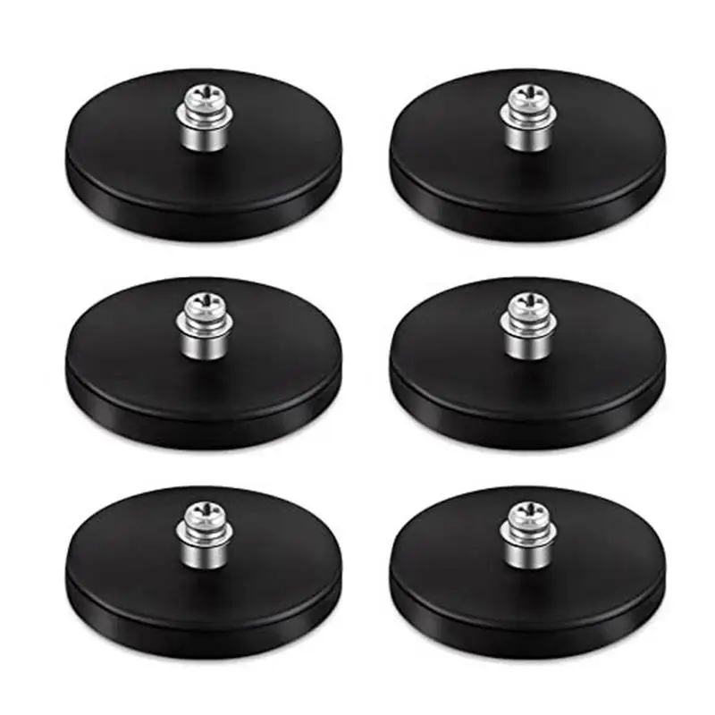 

Neodymium Magnet Rubber Coated 6Pcs Neodymium Magnets With Stud Painted Surface Waterproof Magnets Threaded Magnet With Bolts