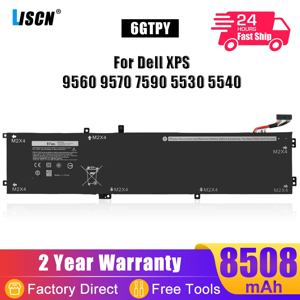 LISCN 11 4 V 97Wh 6gtpy Аккумулятор для ноутбука Dell XPS 15 9560 9570 9550 7590 5510 Precision 5520 5530 Vostro 7500 GPM03