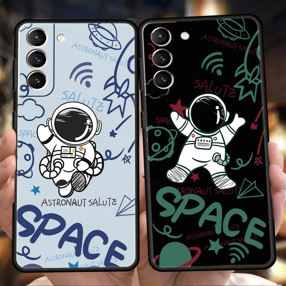 

Astronaut Phone Case For Samsung S22 S20 S21 FE Note S21 20 10 Ulrta S10 S10E S9 M21 M22 M32 M31 5G Plus TPU Shell Fundas Coque