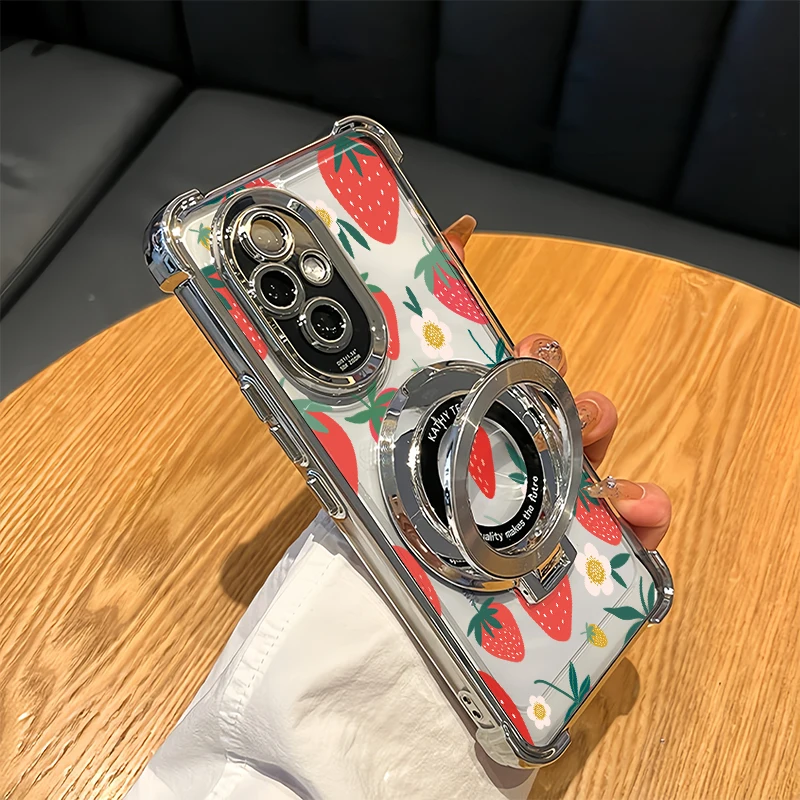 Фото Чехол для телефона с принтом лимона и клубники для Infinix Spark 20 20C 10C 10 Pro Go 2024 2023 1 2 3, прозрачный мягкий чехол с подставкой и держателем №3