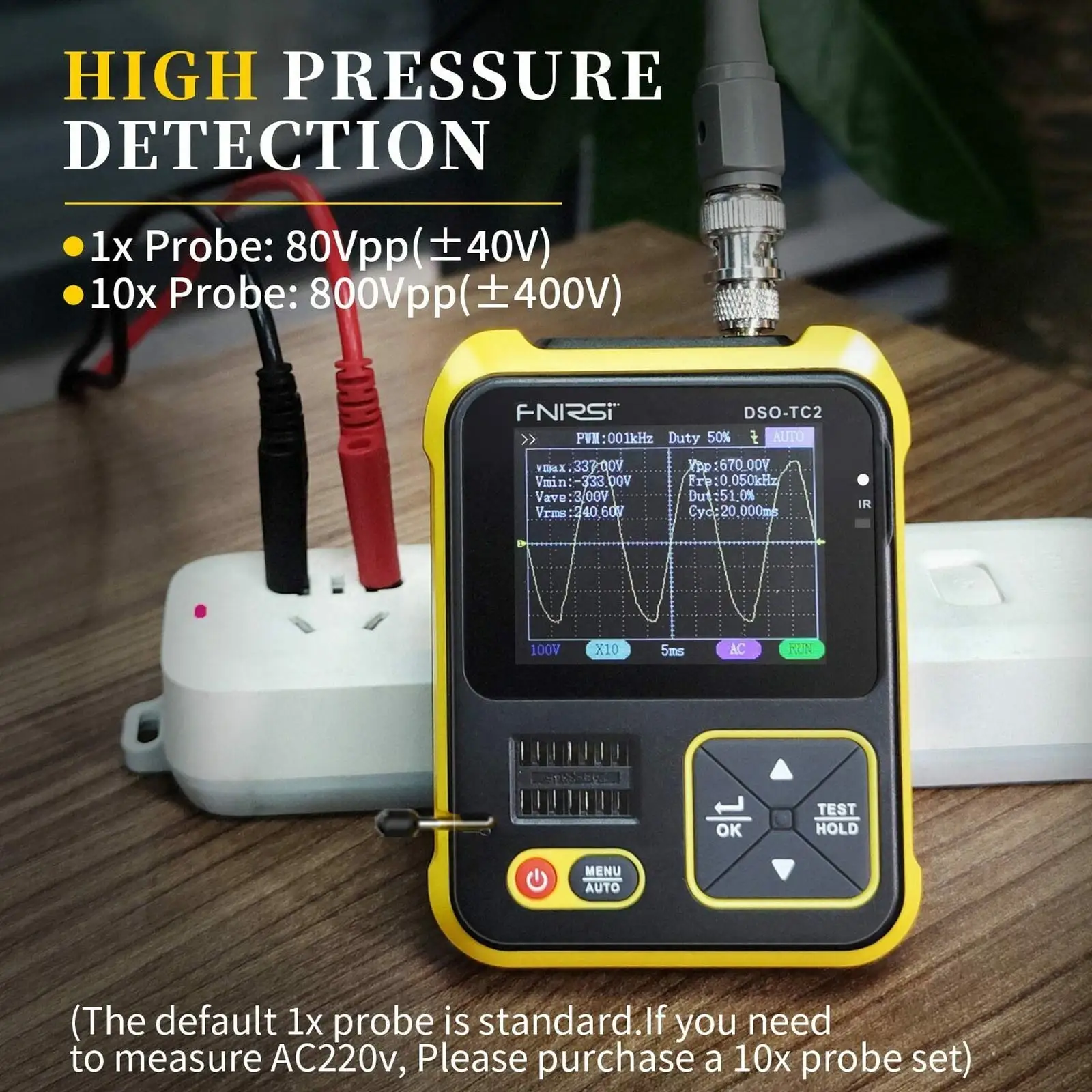 

DSO-TC2 Digital Oscilloscope 2.5MS/s Sampling Rate 200kHz Bandwidth Support Diode Voltage LCR Detect PWM Out Transistor Tester