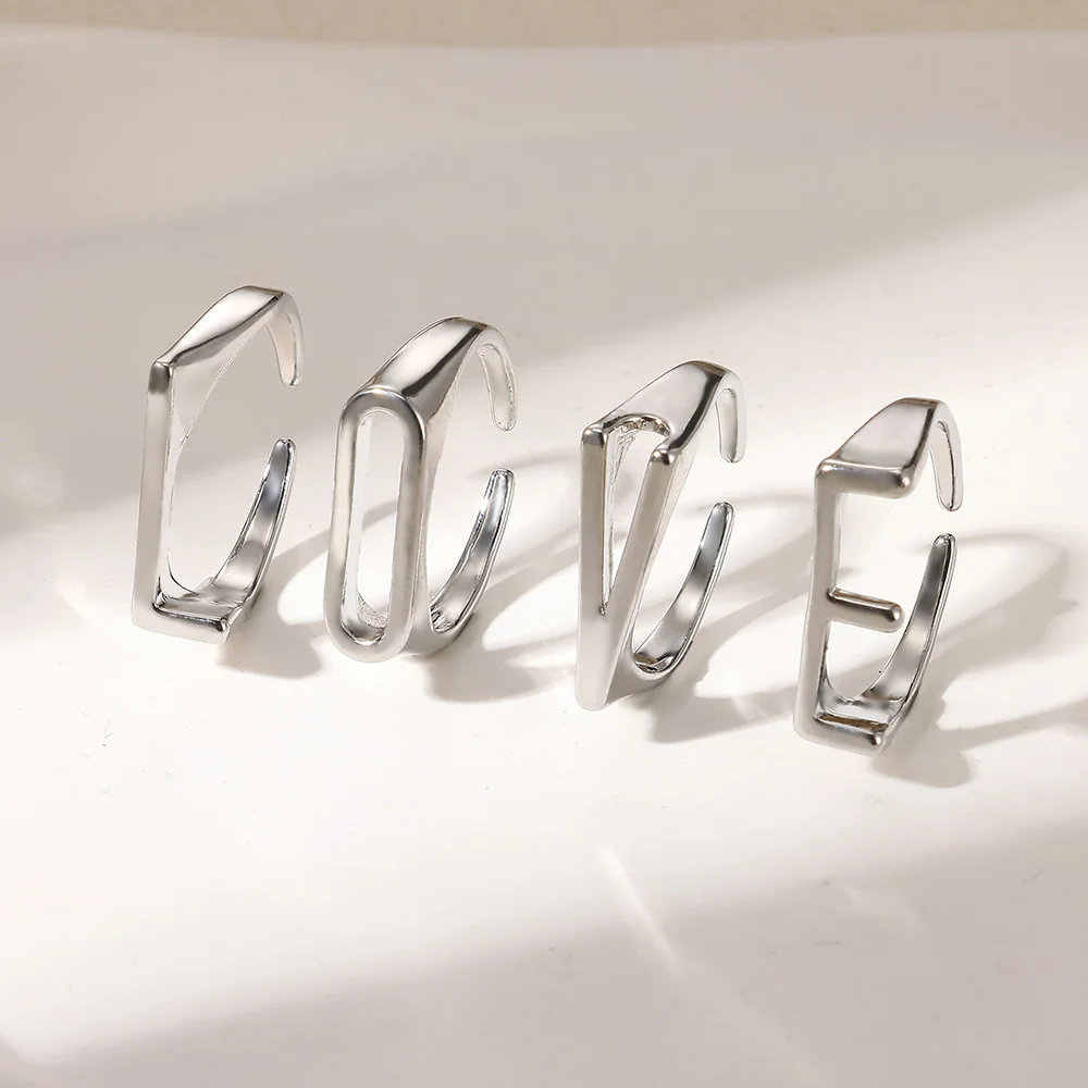 Кольца с буквами и инициалами для женщин позолоченные 26-буквенные кольца