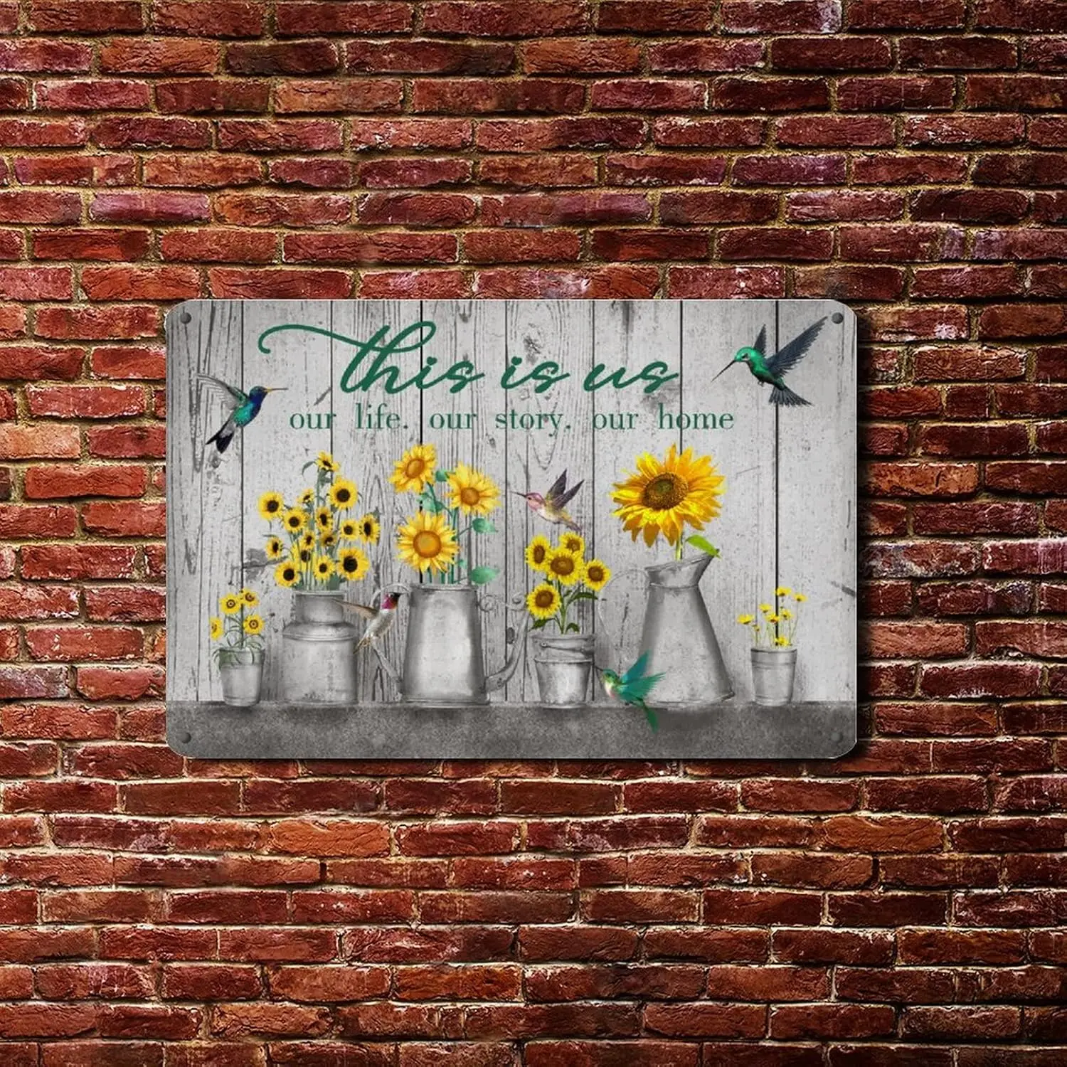Ths s Us Metl Sgn Подсолнух Hummngbrd nsprn Letterng Цитаты Tn 812n Rustc Wll Декор для Br Pub Shop Rod Home Mn Cv