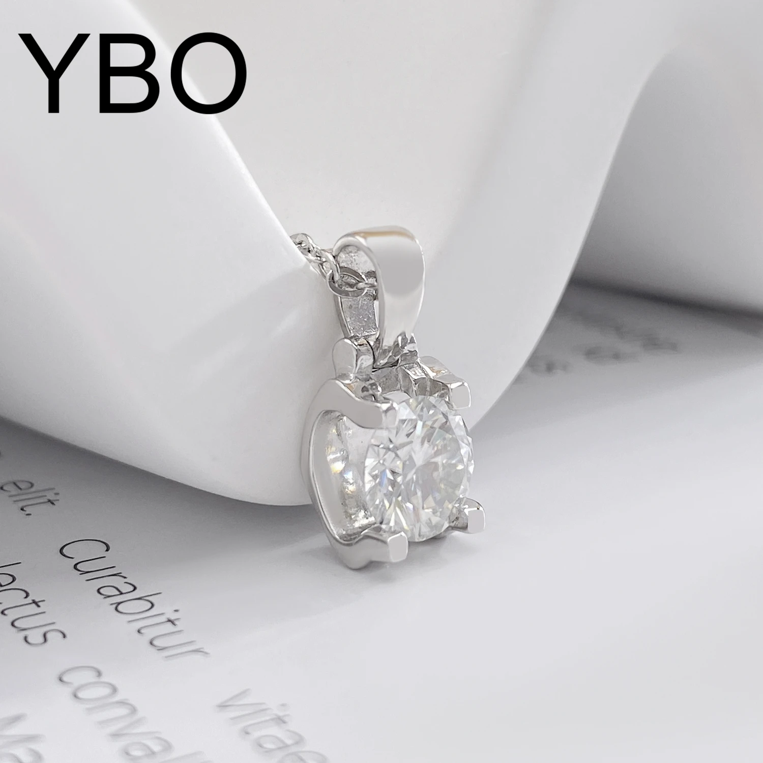 

YBO Trendy Mini Moissanite Pendants 925 Sterling Silver 1CT VVS Diamond Necklaces Clavicle Chains For Women Wedding Party Gifts