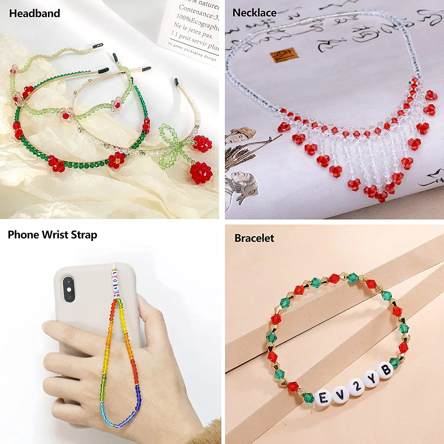 1200Pcs/Box 15 Colors 4mm Faceted Glass Beads Bicone Crystal Beads for DIY Beading Bracelet Necklaces Earrings Suncatcher Crafts