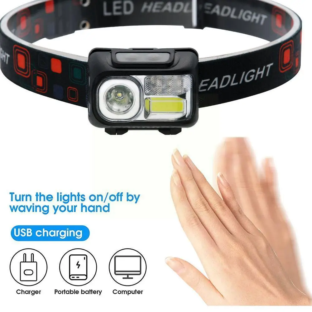 

Светодиодный налобный фонарь для рыбалки, водонепроницаемый, с пятью режимами регулировки, перезаряжаемый налобный фонарь для рыбалки, акс...