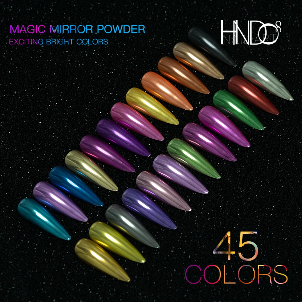 

HNDO Colorful Nail Art Glitter Holographic Chrome Mirror Powder Chameleon Metallic Effect Pigment Dust Manicure Nails Decoration