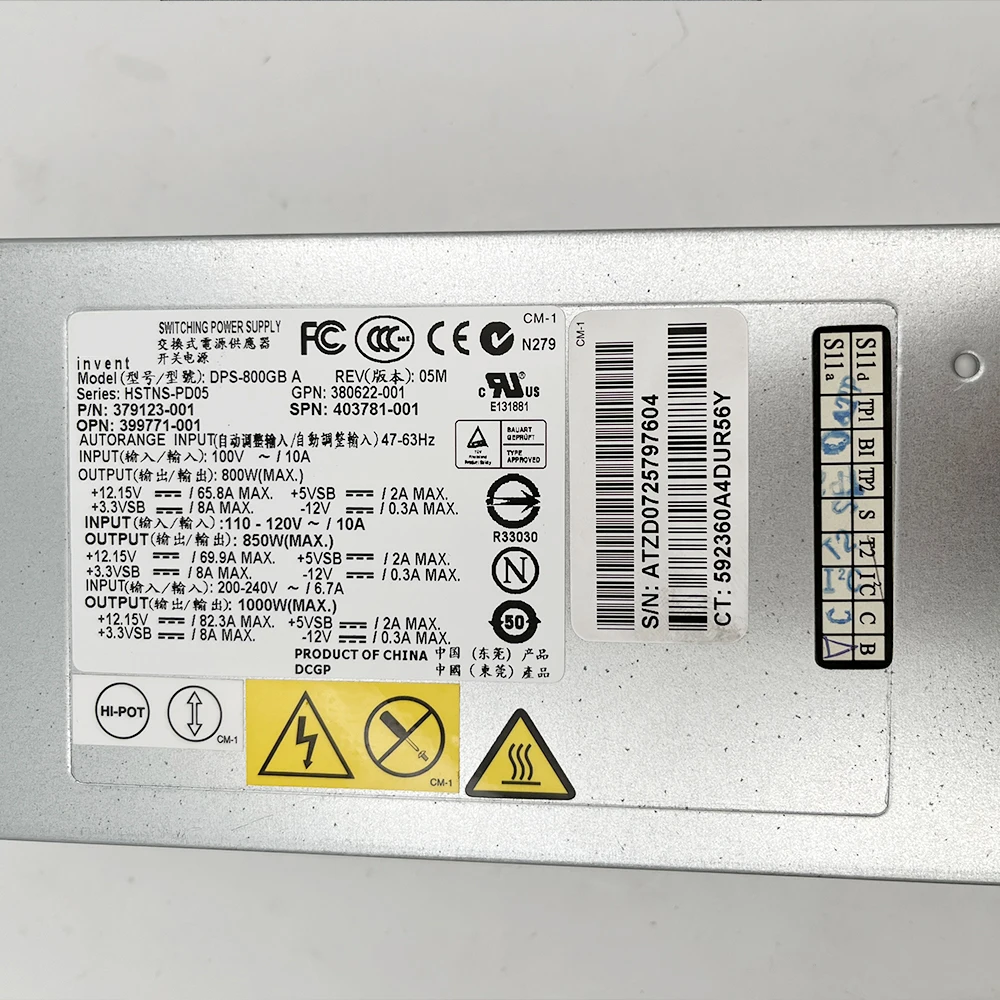 Серверный блок питания HSTNS-PD05 379123 -001 380622 399771 403781 для HP DL380 G5 1000 Вт DPS-800 ГБ A