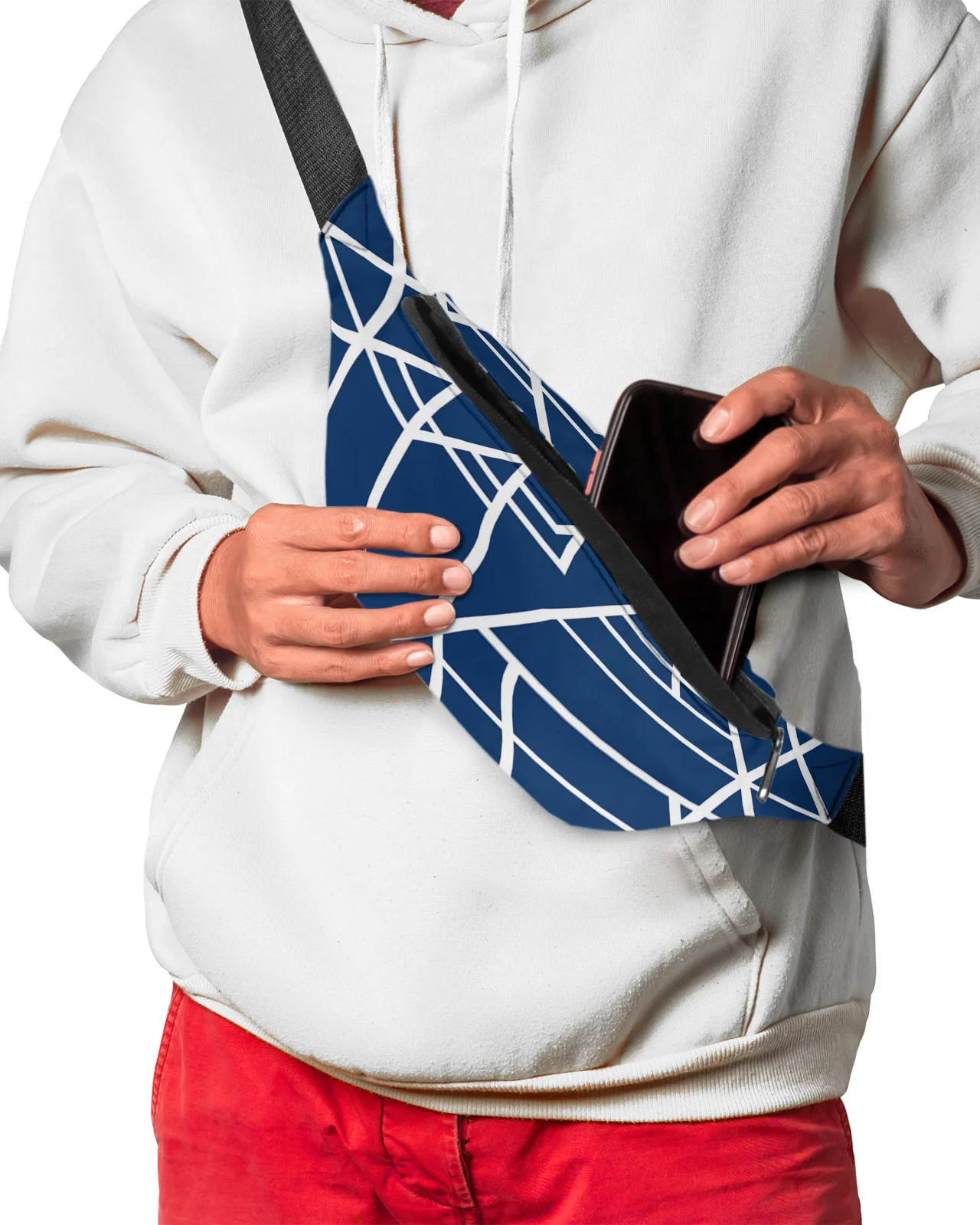 Синий кошелек с геометрической текстурой для мужчин и женщин забавная поясная