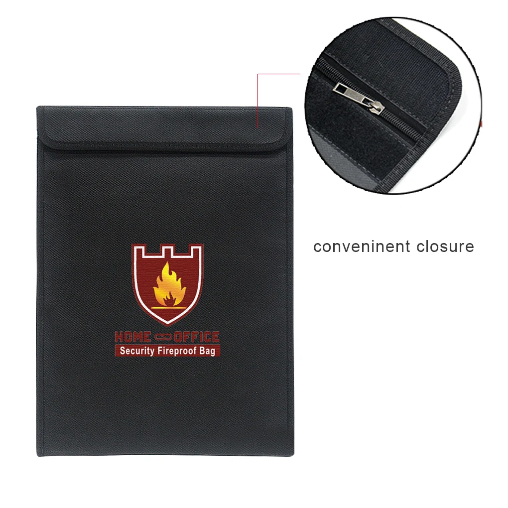 

Fireproof Money Document Bag Fire Water Resistant Cash Envelope Holder with Zipper Closure