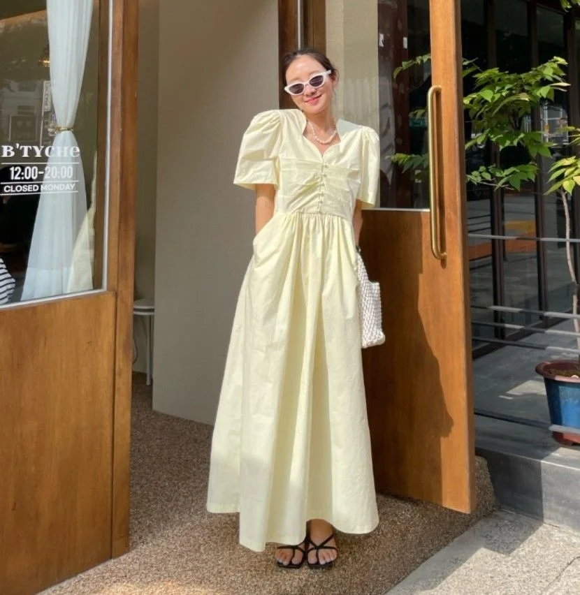 

Korean Style Small Fresh Age Reducing Slim Dress Minimalist Dress Pullover Loose Thin Elegant Dress Summer 2022 New