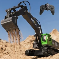 2 4g 11ch huina alloy rc car excavator toy model bulldozer tractor die cast caterpillar excavator boys children birthday gift