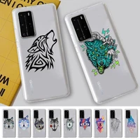wolf phone case for samsung a51 a52 a71 a12 for redmi 7 9 9a for huawei honor8x 10i clear case