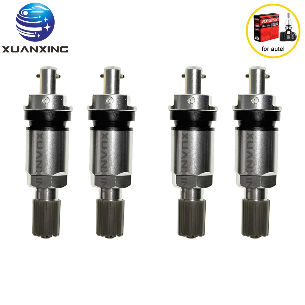 

4 шт. шток клапана для шин, металлическая резина, черный TPMS для датчика Autel MX