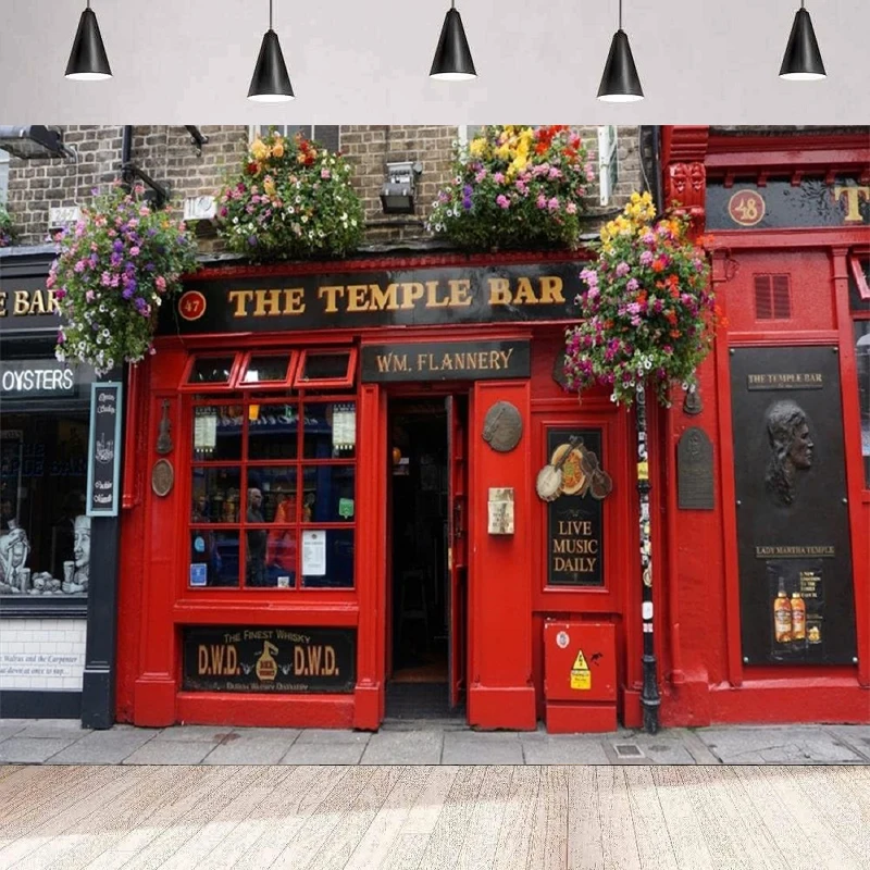 Задний фон для фотосъемки с изображением храма бара Дублина городской улицы