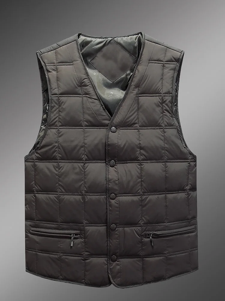 down Vest Men's Winter Plus size V-neck Lightweight Laminated Inner wear Waistcoat Liner Warm