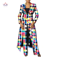 new customize bintarealwax african clothes for women long sleeve coat and pant african women print wax suits work party wy8466