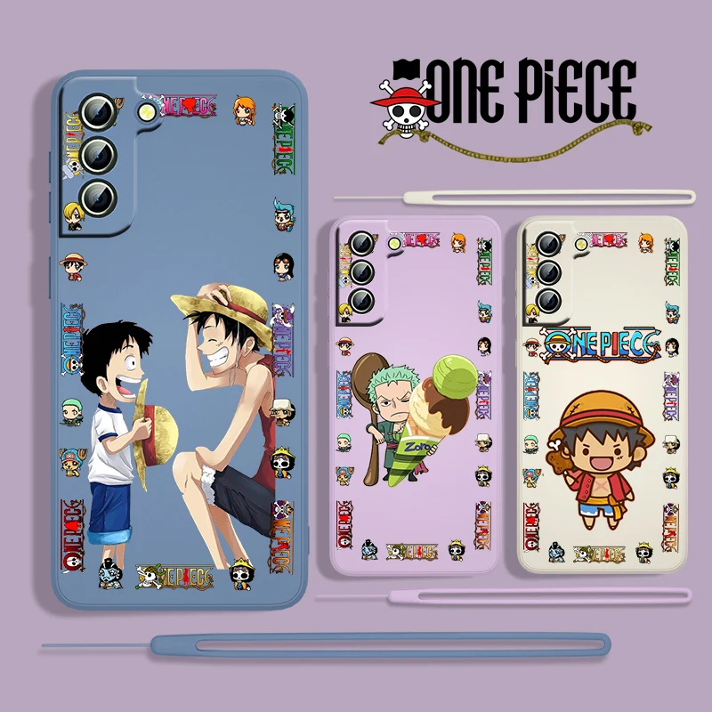 

Hot Cute ONE PIECE For Samsung Galaxy S22 S21 S20 S10 5G Note 20 10 Ultra Plus Pro FE Lite Liquid Rope Phone Case Fundas Coque