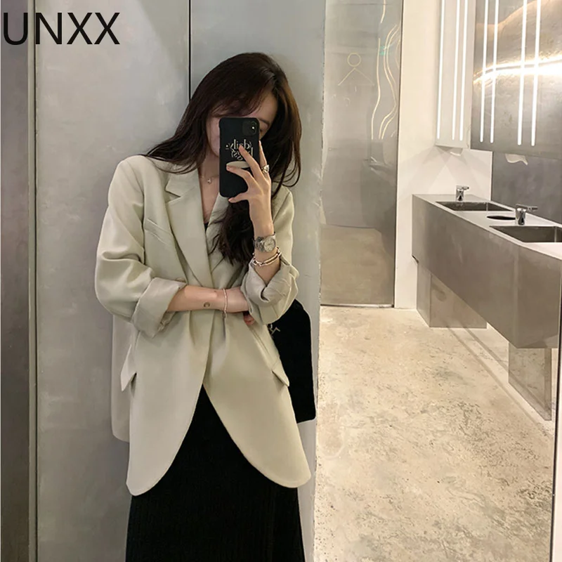 

UNXX Blazer Women Office Lady Suits Classic Spring Autumn Clothing New Coat Notched Collar Korean Fashion Outerwear High Street