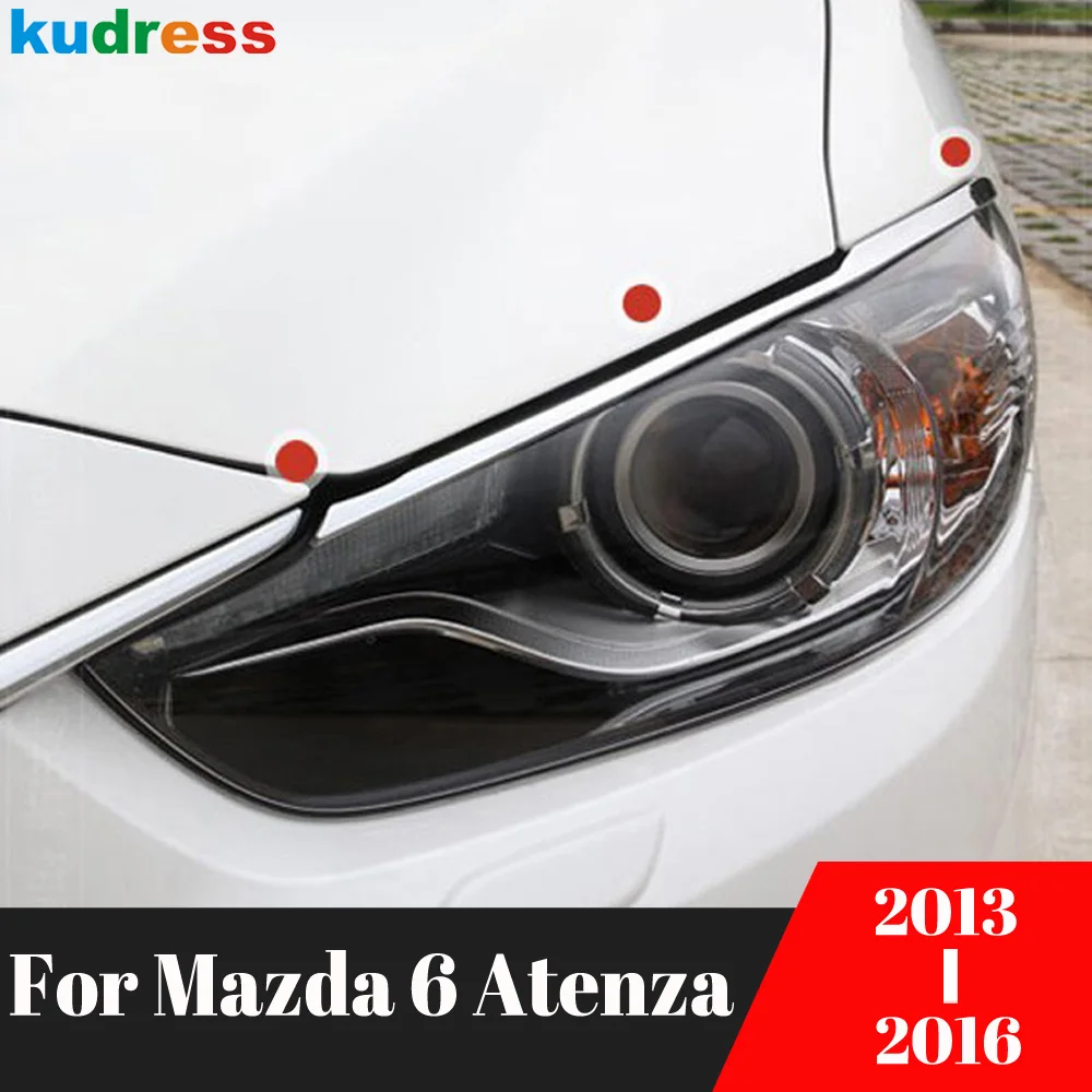 

For Mazda 6 Mazda6 Atenza sedan 2013 2014 2015 2016 Chrome Front Head Light Lamp Eyebrow Cover Trim Car Headlight Eyelid Strips