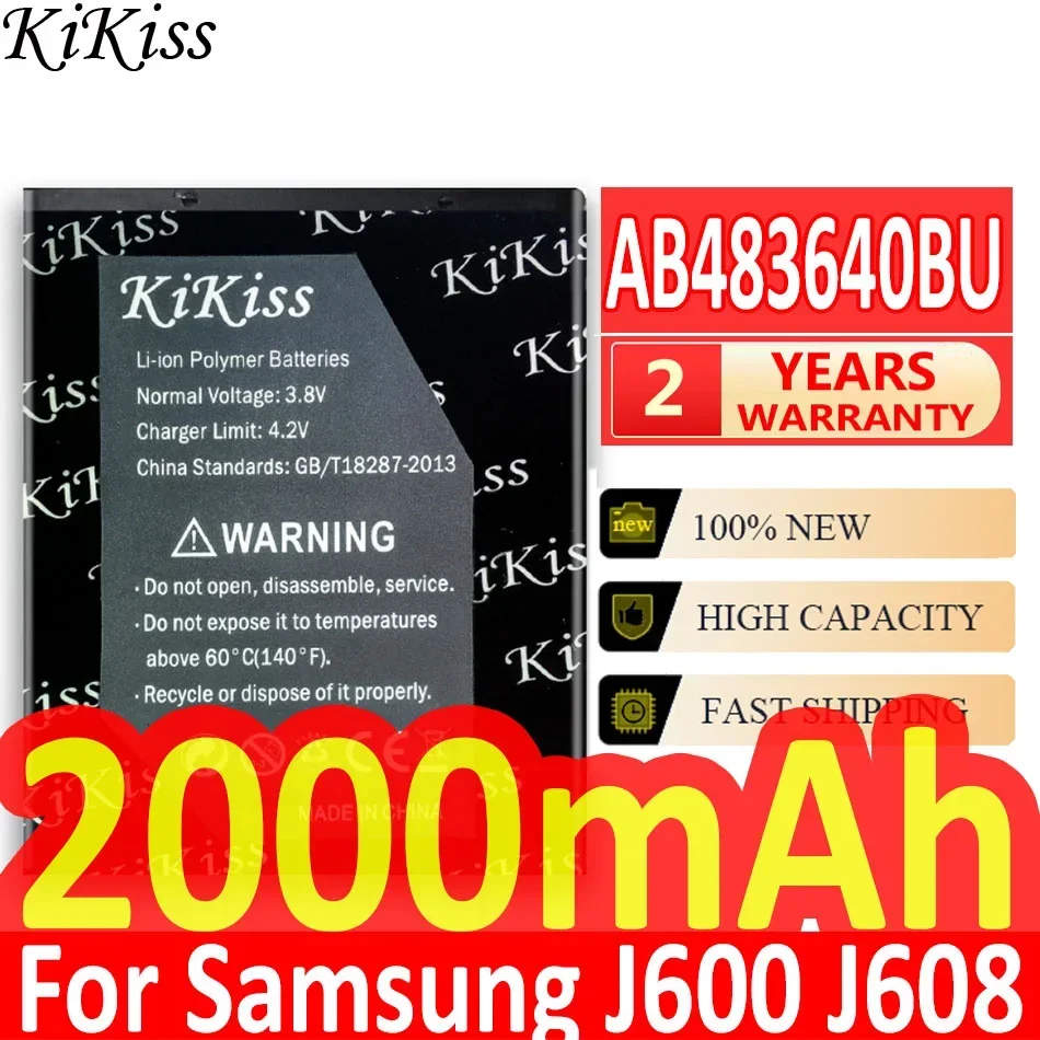 Аккумулятор KiKiss 2000 мАч AB 483640 BU для Samsung SL-M608 J600 J608 B3210 C3050 E740 E748 F110 F118 F619 G618 J218