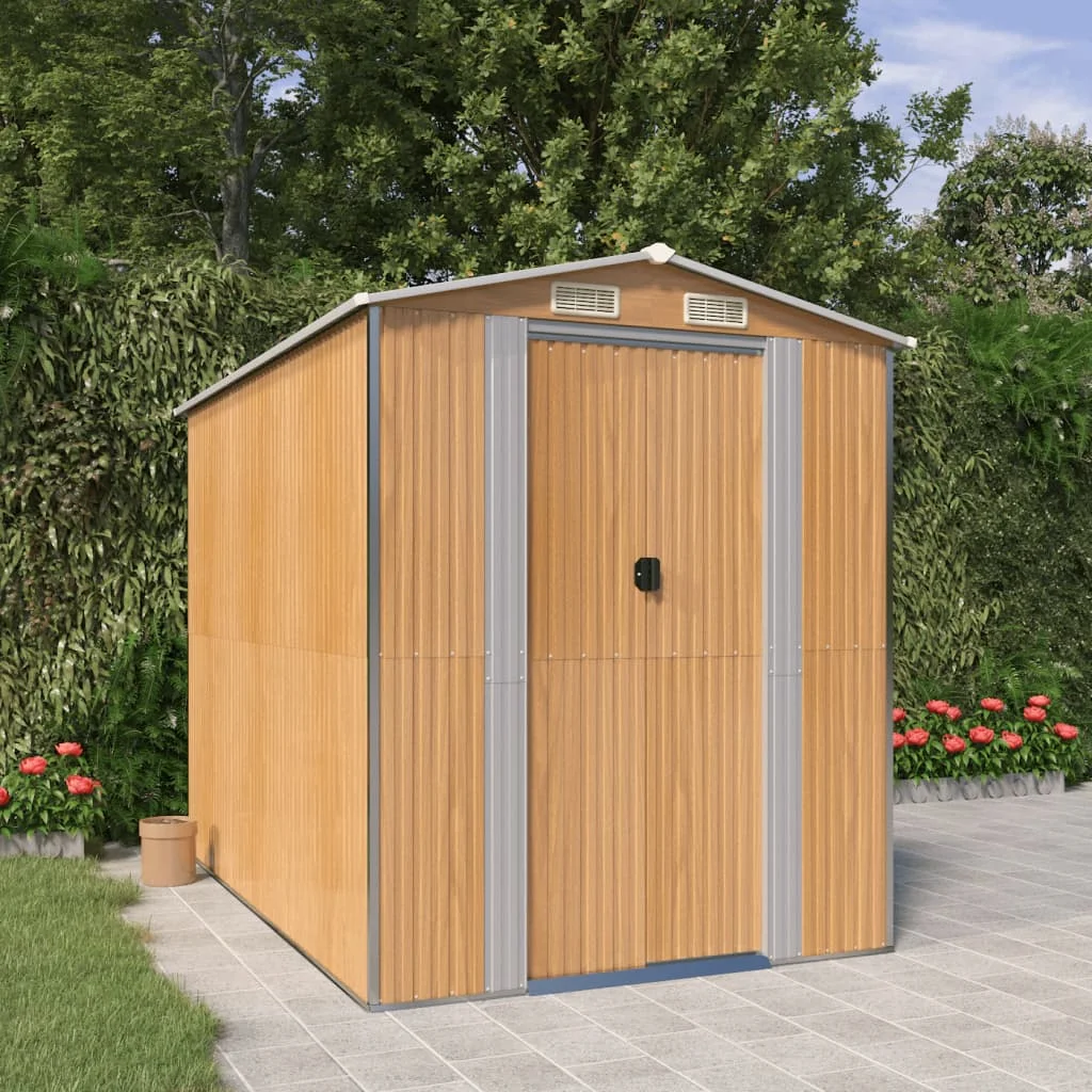 

Garden Shed, Garden Decoration, Light Brown 192x274x223 cm, Galvanised Steel
