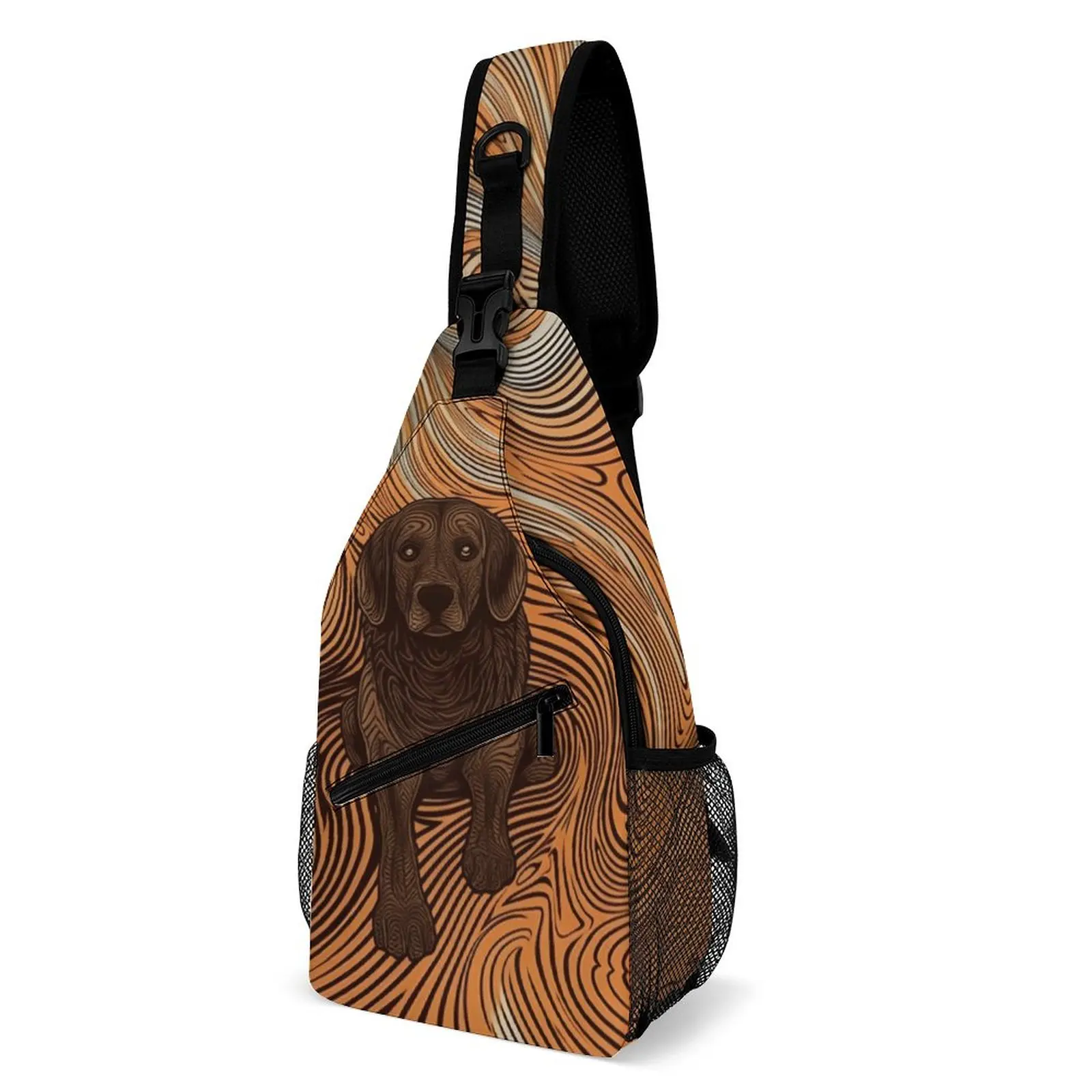 

Dog Shoulder Bags Psychedelic Lines Portraits Fashion Chest Bag Men Hiking Running Sling Bag Phone Print Crossbody Bags
