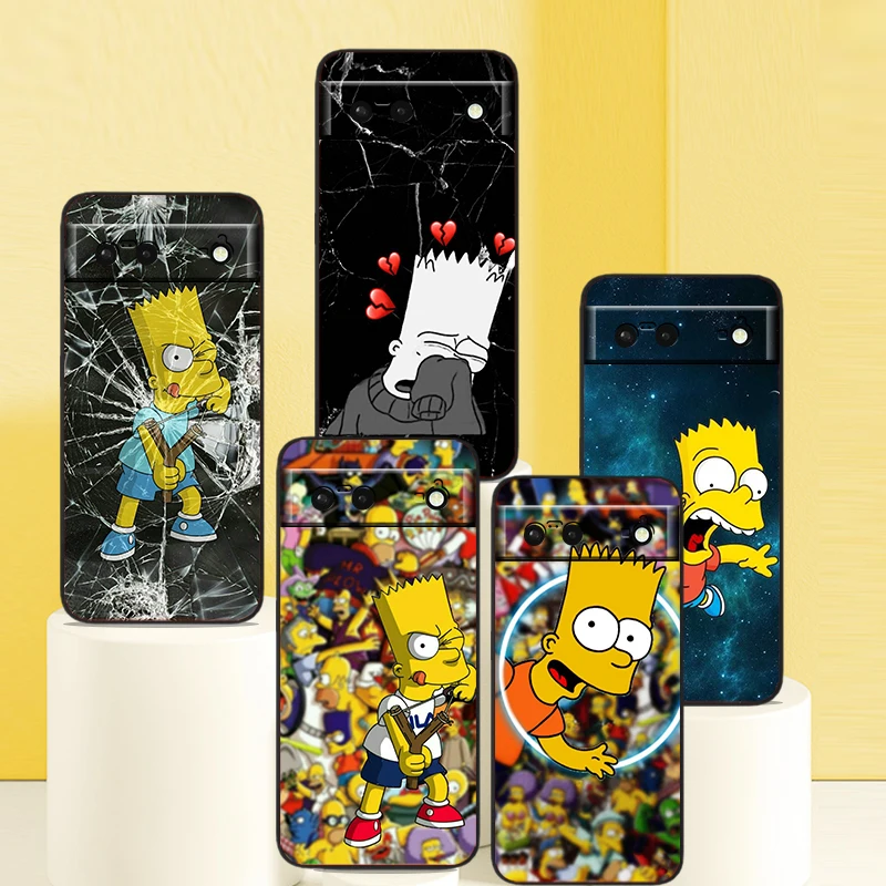 

Disney Bart Simpson Phone Case For Google Pixel 7 6 Pro 6A 5A 5 4 4A XL 5G Black Shell Soft Cover Fundas Coque Capa