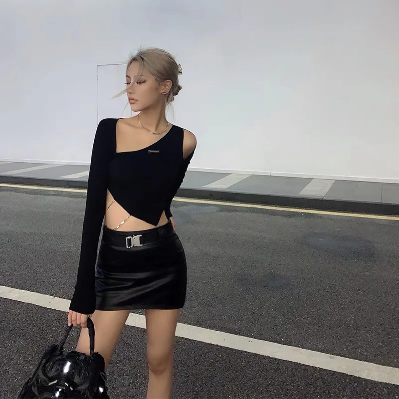 2022 Высококачественная кожаная юбка ALYX 9SM с высокой талией дизайнерская из