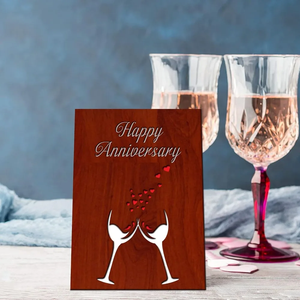 Открытки с юбилеем для ее него деревянная полая поздравительная открытка из МДФ