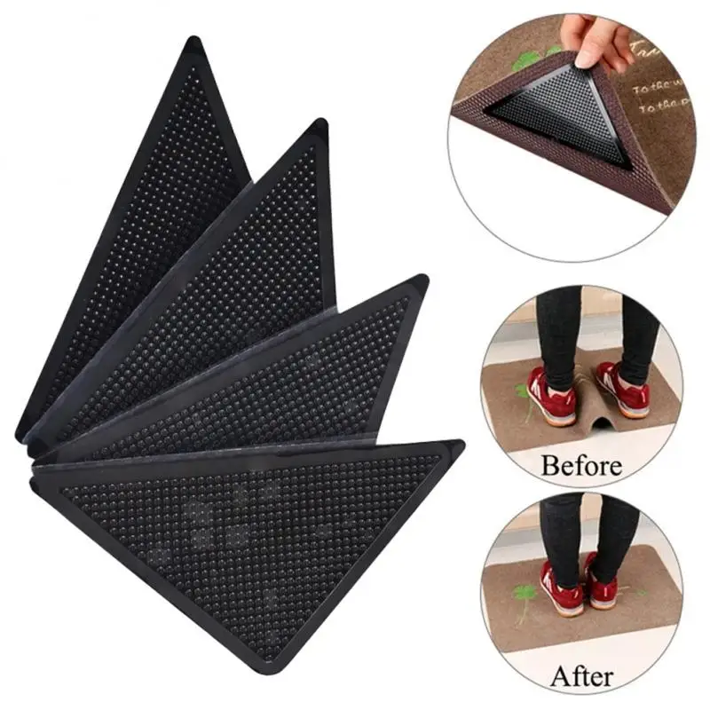 

8pcs Carpet anti slip Anti Curling patch Reusable Washable Carpet Patch fixed sticker Floor Rug Mat Tape gripper Corners Pad