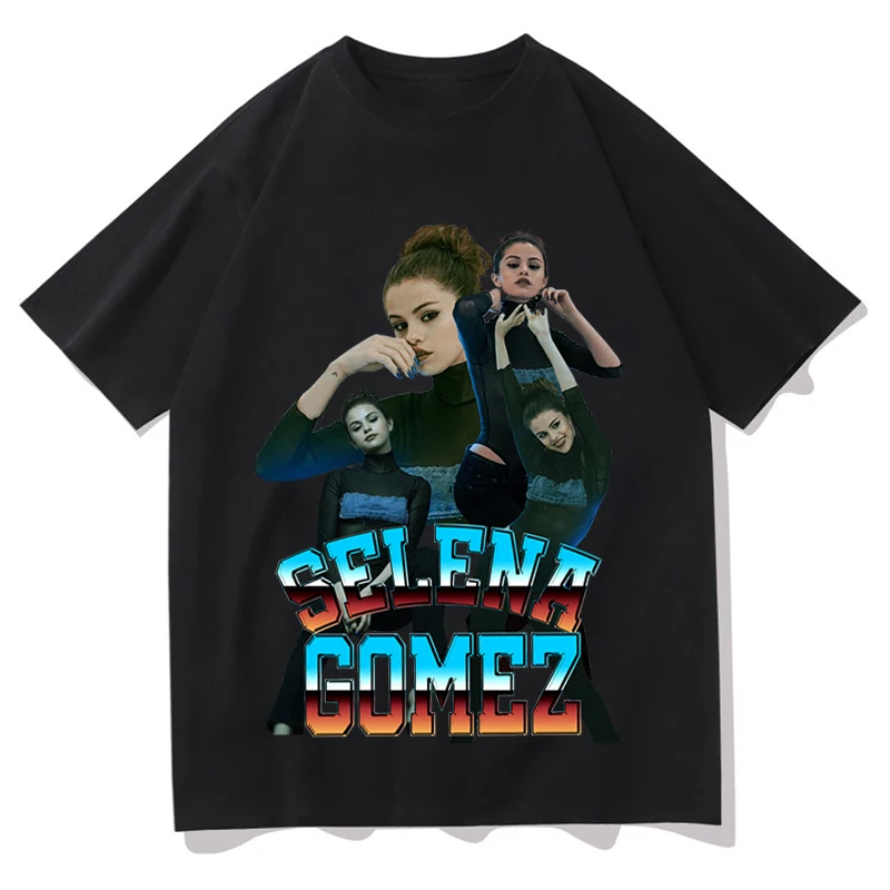 

Selena Gomez Men's Casual Fashion Shortsleeve 100% Cotton Cool Harajuku Tops Hip Hop Neutral Oversized T-Shirts Summer Clothing