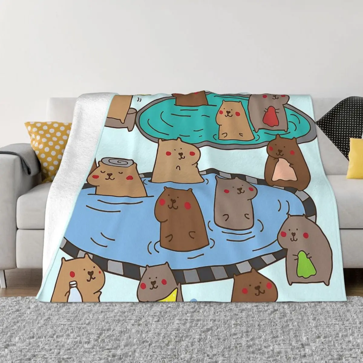 

Capybara Having A Capybara Ol Time Portable Warm Throw Blankets for Bedding Travel
