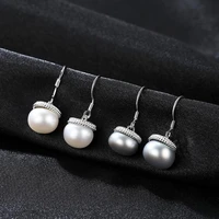 meibapjnatural freshwater pearl simple drop earrings real 925 sterling silver fashion earrings for women