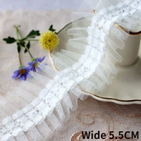 5 5cm wide white wrinkled pleated mesh 3d lace fabric ribbon frilled needlework ruffle trim dress guipure sewing diy crafts