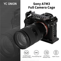 yc onion sony a7m3 camera full cage with cold shoe mount 14 thread holes aluminum alloy quick release plate base