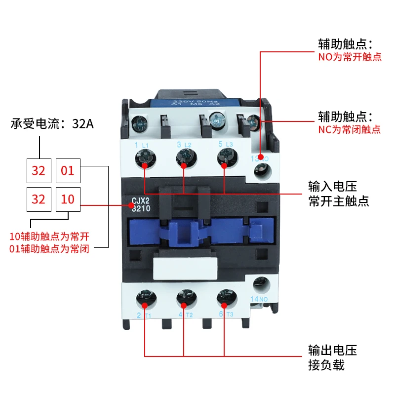 CJX2-3210 3201 контактор переменного тока 32A LC1 CJX4 бытовой 220 В трехфазный 380