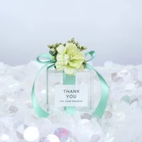 10pcs transparent gift bags thank you artificial flower ribbon romantic party birthday wedding favors guests pvc packaging bag