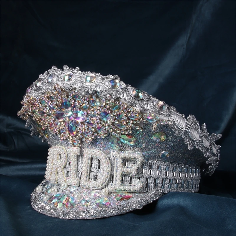 

Captain Hat Crystals Sequins Hat Shining for Bachelorette Party