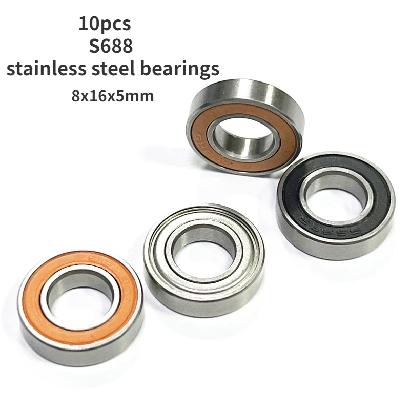 

10 шт., нестандартная литиевая смазка для ювелирных изделий из нержавеющей стали, 8x16x5 мм, S688, подшипники из нержавеющей стали