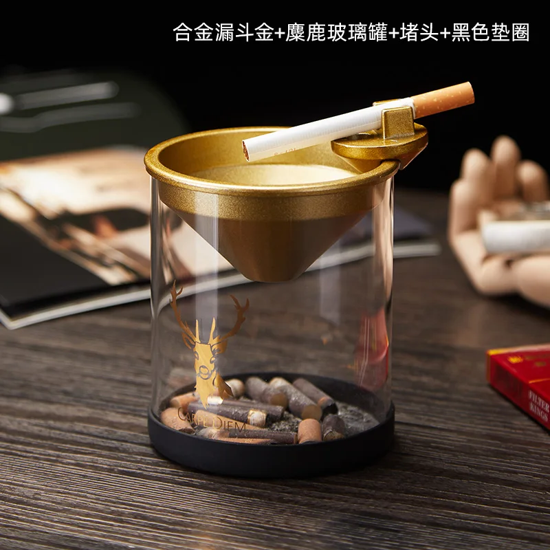 

Stainless Steel Ashtray Creative Living Room Office Personality Trend Fashion Nordic Wind Glass Ashtray With Lid Anti Fly Ash