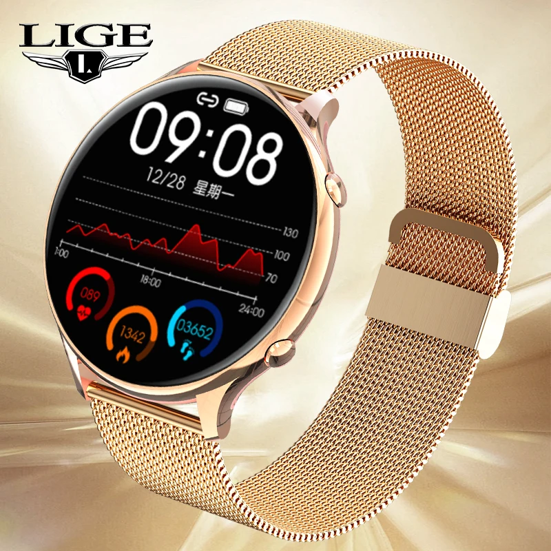 

LIGE 2022 Fashion Custom Watch Face Sport Smart Watch IP68 Waterproof Heart Rate Blood pressure Women Smartwatch For Android IOS