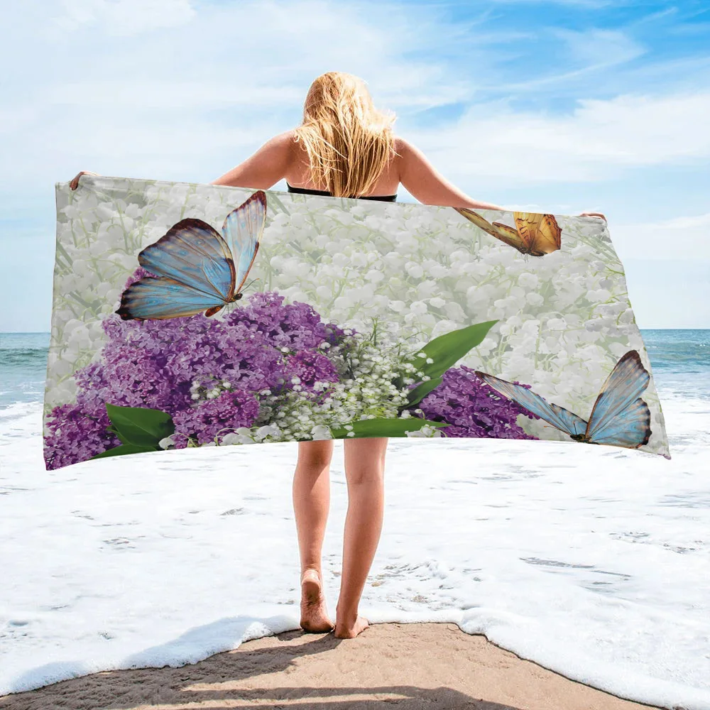 

Flowers Bouquet Butterfly Beach Towel Microfiber Large Adult Kids Bath Towels Beach Cushion SPA Bathroom Towel Sport Yoga Mat