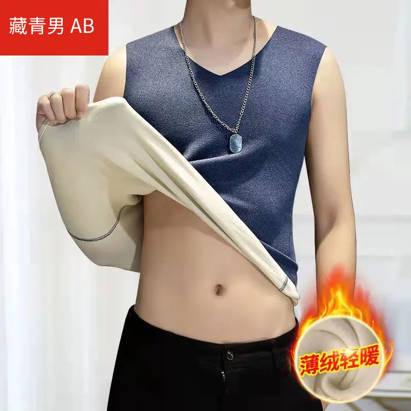 Seamless Men Thermal Undershirt Autumn Winter Warmth Vest Comfortable Soft Thermal Underwear Slim Sleeveless Thermo Base Tops