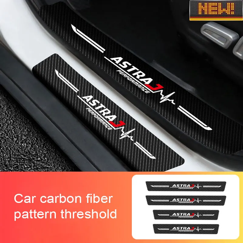 

4Pcs Car Door Sill Threshold Stickers For Opel Astra J Logo Fiber Scratch Resistant Decal Auto Styling Protector Accessories